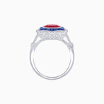 Load image into Gallery viewer, Art Deco Inspired Round Cut Starburst Double Halo Ring - Shahin Jewelry