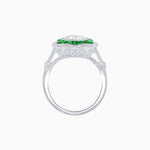 Load image into Gallery viewer, Art Deco Inspired Round Cut Starburst Double Halo Ring - Shahin Jewelry