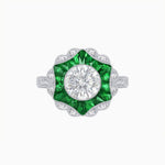 Load image into Gallery viewer, Art Deco Inspired Round Cut Starburst Double Halo Ring - Shahin Jewelry