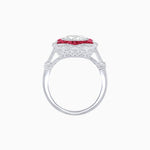 Load image into Gallery viewer, Art Deco Inspired Round Cut Starburst Double Halo Ring - Shahin Jewelry
