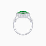 Load image into Gallery viewer, Art Deco Inspired Round Cut Starburst Double Halo Ring - Shahin Jewelry