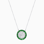 Load image into Gallery viewer, Art Deco Inspired Round Double Halo Necklace - Shahin Jewelry