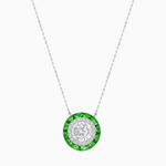 Load image into Gallery viewer, Art Deco Inspired Round Double Halo Necklace - Shahin Jewelry