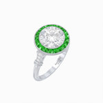 Load image into Gallery viewer, Art Deco - Inspired Round Halo Mounting with French - Cut Gemstone Accents Custom Center Stone | Hand - Applied Milgrain | Vintage Elegance - Shahin Jewelry