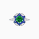 Load image into Gallery viewer, Art Deco Inspired Round Starburst with French-Cut Gemstone Ring - Shahin Jewelry