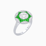 Load image into Gallery viewer, Art Deco Inspired Round Starburst with French-Cut Gemstone Ring - Shahin Jewelry