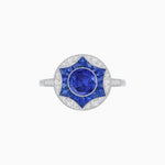 Load image into Gallery viewer, Art Deco Inspired Round Starburst with French-Cut Gemstone Ring - Shahin Jewelry