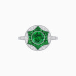 Load image into Gallery viewer, Art Deco Inspired Round Starburst with French-Cut Gemstone Ring - Shahin Jewelry
