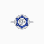 Load image into Gallery viewer, Art Deco Inspired Round Starburst with French-Cut Gemstone Ring - Shahin Jewelry