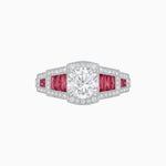 Load image into Gallery viewer, Art Deco Inspired Round Stepped Halo Gemstone & Diamond Ring - Shahin Jewelry