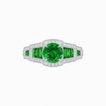 Load image into Gallery viewer, Art Deco Inspired Round Stepped Halo Gemstone & Diamond Ring - Shahin Jewelry
