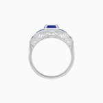 Load image into Gallery viewer, Art Deco Inspired Round Stepped Halo Gemstone & Diamond Ring - Shahin Jewelry