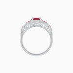 Load image into Gallery viewer, Art Deco Inspired Round Stepped Halo Gemstone & Diamond Ring - Shahin Jewelry