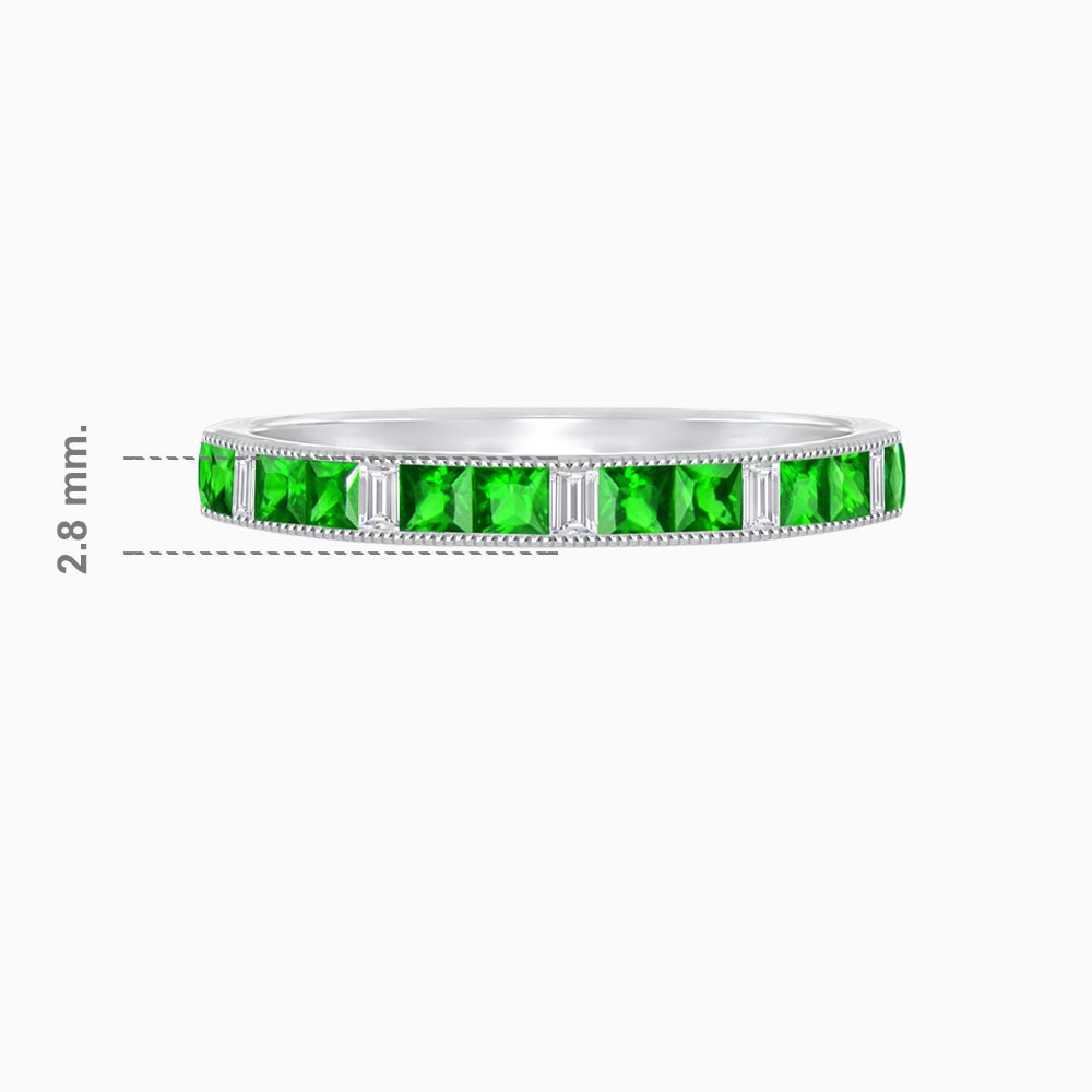 Art Deco Inspired Sapphire And Diamond Half Eternity Band - Shahin Jewelry