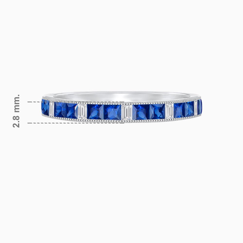 Art Deco Inspired Sapphire And Diamond Half Eternity Band - Shahin Jewelry