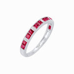 Load image into Gallery viewer, Art Deco Inspired Sapphire And Diamond Half Eternity Band - Shahin Jewelry