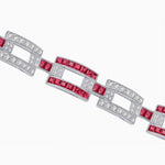 Load image into Gallery viewer, Art Deco Inspired Sapphire Diamond Link Bracelet - Shahin Jewelry