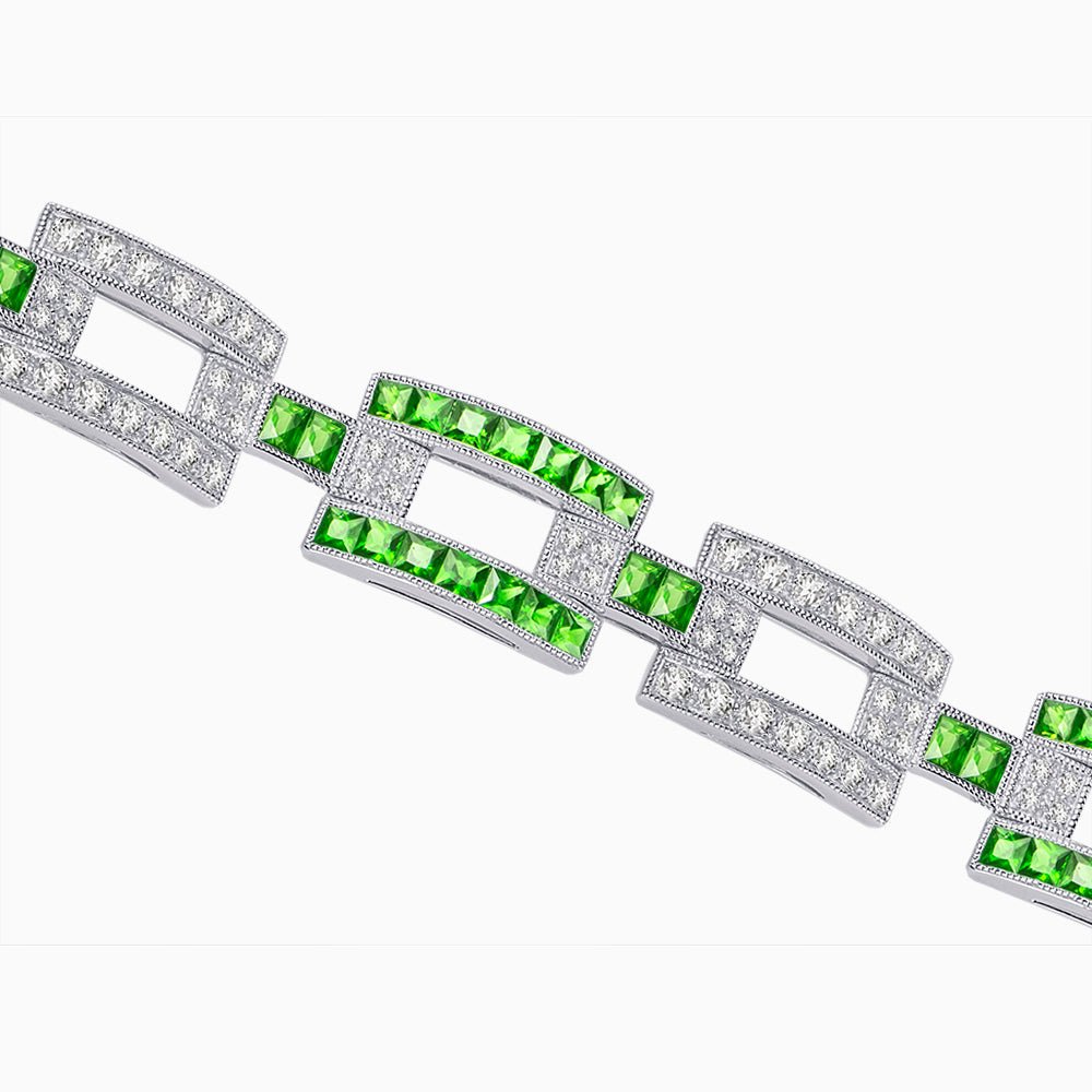 Art Deco Inspired Sapphire Diamond Link Bracelet - Shahin Jewelry