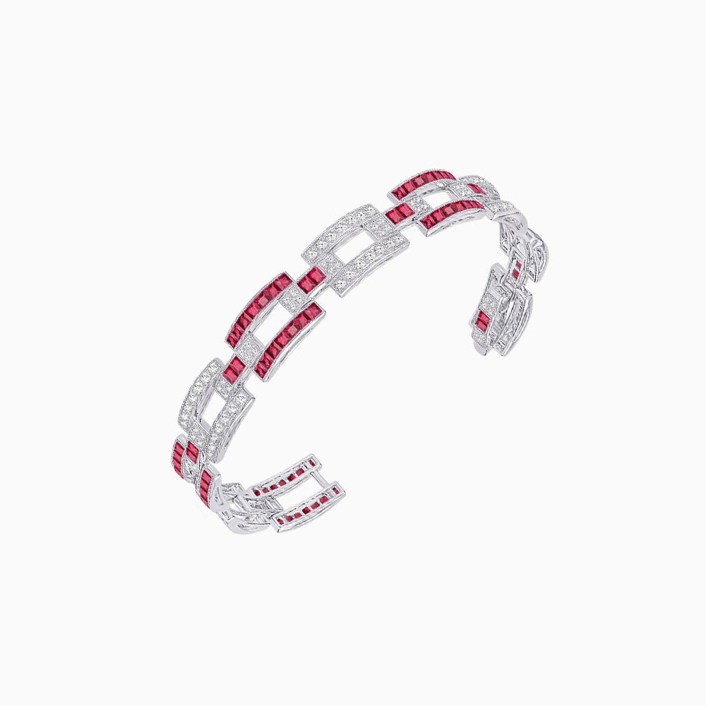 Art Deco Inspired Sapphire Diamond Link Bracelet - Shahin Jewelry