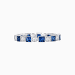 Load image into Gallery viewer, Art Deco Inspired Square Gemstone & Diamond Stackable Full Eternity Band - Shahin Jewelry