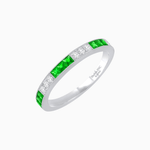 Load image into Gallery viewer, Art Deco Inspired Stackable Half Band with Princess-Cut Gemstones - Shahin Jewelry