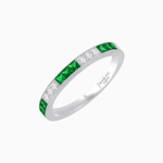 Load image into Gallery viewer, Art Deco Inspired Stackable Half Band with Princess-Cut Gemstones - Shahin Jewelry
