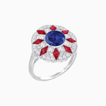 Load image into Gallery viewer, Art Deco Inspired Starburst Gemstone & Diamond Cocktail Ring - Shahin Jewelry