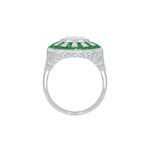 Load image into Gallery viewer, Art Deco - Inspired Starburst Halo Ring Mounting with Baguette Diamonds Custom Center Stone | Radiant Geometry | Hand - Finished Vintage Detail - Shahin Jewelry
