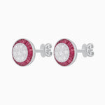 Load image into Gallery viewer, Art Deco Inspired Stud Target Earrings In Illusion Setting - Shahin Jewelry
