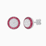 Load image into Gallery viewer, Art Deco Inspired Stud Target Earrings In Illusion Setting - Shahin Jewelry