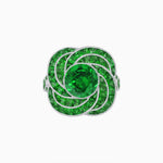 Load image into Gallery viewer, Art Deco-Inspired Swirl Halo Ring Mounting with French-Cut Accents Custom Center Stone | Floral Geometry | Hand-Finished Detail - Shahin Jewelry