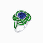 Load image into Gallery viewer, Art Deco-Inspired Swirl Halo Ring Mounting with French-Cut Accents Custom Center Stone | Floral Geometry | Hand-Finished Detail - Shahin Jewelry