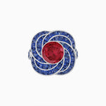 Load image into Gallery viewer, Art Deco-Inspired Swirl Halo Ring Mounting with French-Cut Accents Custom Center Stone | Floral Geometry | Hand-Finished Detail - Shahin Jewelry