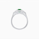 Load image into Gallery viewer, Art Deco Oval Cut Gemstone Ring with Diamond Halo and Baguette Accents - Shahin Jewelry