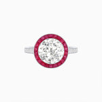 Load image into Gallery viewer, Art Deco Round - Cut Diamond Ring with Gemstone Halo - Shahin Jewelry