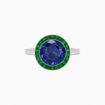 Load image into Gallery viewer, Art Deco Round - Cut Diamond Ring with Gemstone Halo - Shahin Jewelry