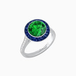 Load image into Gallery viewer, Art Deco Round - Cut Diamond Ring with Gemstone Halo - Shahin Jewelry