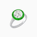 Load image into Gallery viewer, Art Deco Round - Cut Diamond Ring with Gemstone Halo - Shahin Jewelry