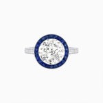 Load image into Gallery viewer, Art Deco Round - Cut Diamond Ring with Gemstone Halo - Shahin Jewelry
