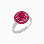 Load image into Gallery viewer, Art Deco Round - Cut Diamond Ring with Gemstone Halo - Shahin Jewelry