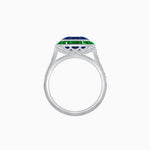 Load image into Gallery viewer, Art Deco Round - Cut Diamond Ring with Gemstone Halo - Shahin Jewelry