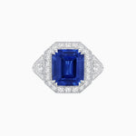 Load image into Gallery viewer, Art Deco Square Cushion - Cut Gemstone Ring with Diamond Halo - Shahin Jewelry