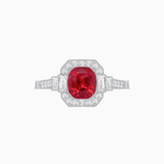 Load image into Gallery viewer, Art Deco Style Cushion Cut Ring Mounting with Diamond Halo and Baguette Diamond Accents - Shahin Jewelry