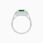 Load image into Gallery viewer, Art Deco Style Cushion Cut Ring Mounting with Diamond Halo and colored Side Gemstones - Shahin Jewelry