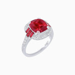 Load image into Gallery viewer, Art Deco Style Cushion Cut Ring Mounting with Diamond Halo and colored Side Gemstones - Shahin Jewelry