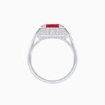 Load image into Gallery viewer, Art Deco Style Cushion Cut Ring Mounting with Diamond Halo and colored Side Gemstones - Shahin Jewelry