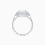 Load image into Gallery viewer, Art Deco Style Cushion Cut Ring Mounting with Diamond Halo and colored Side Gemstones - Shahin Jewelry