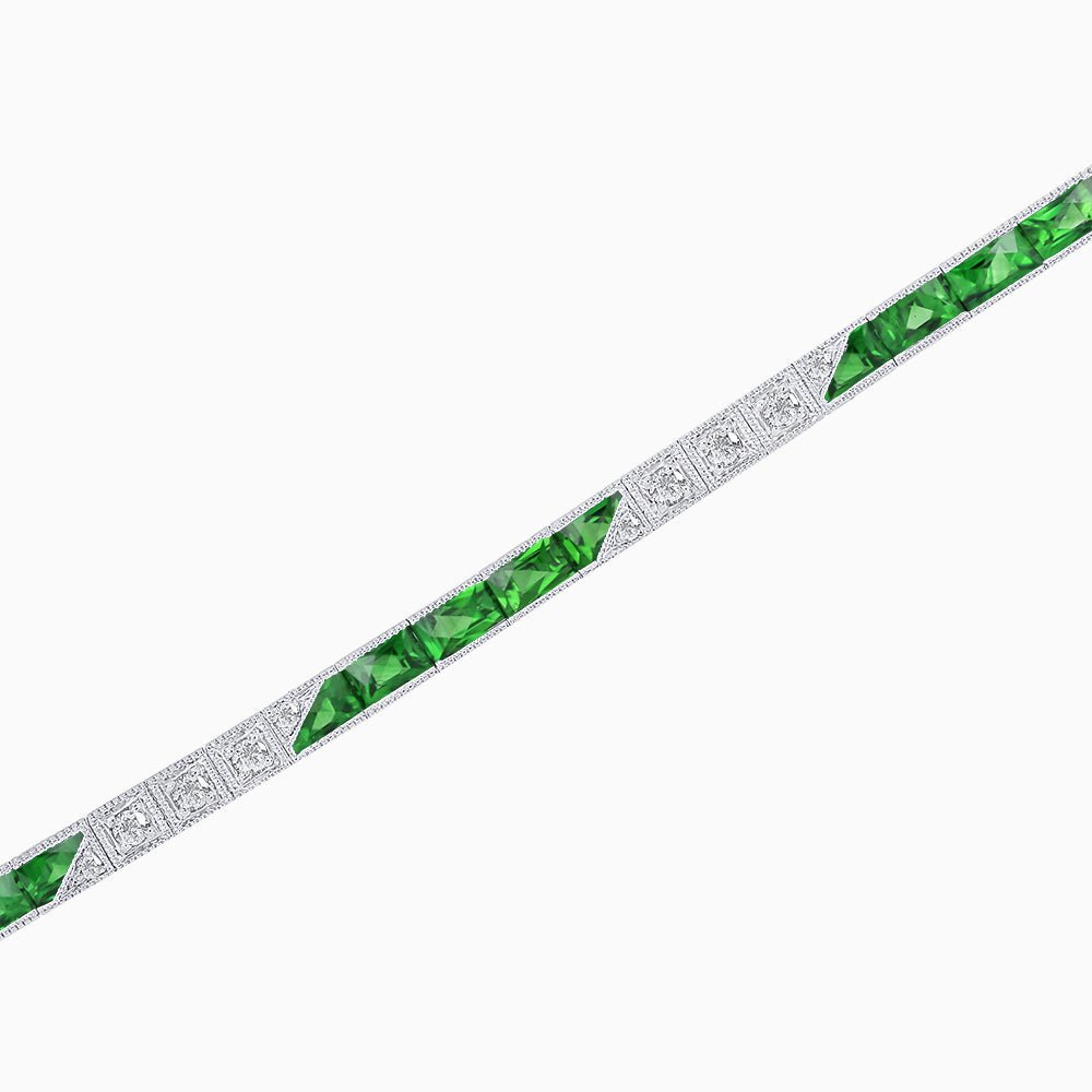 Art Deco Style Diamond And Gemstone Line Bracelet - Shahin Jewelry