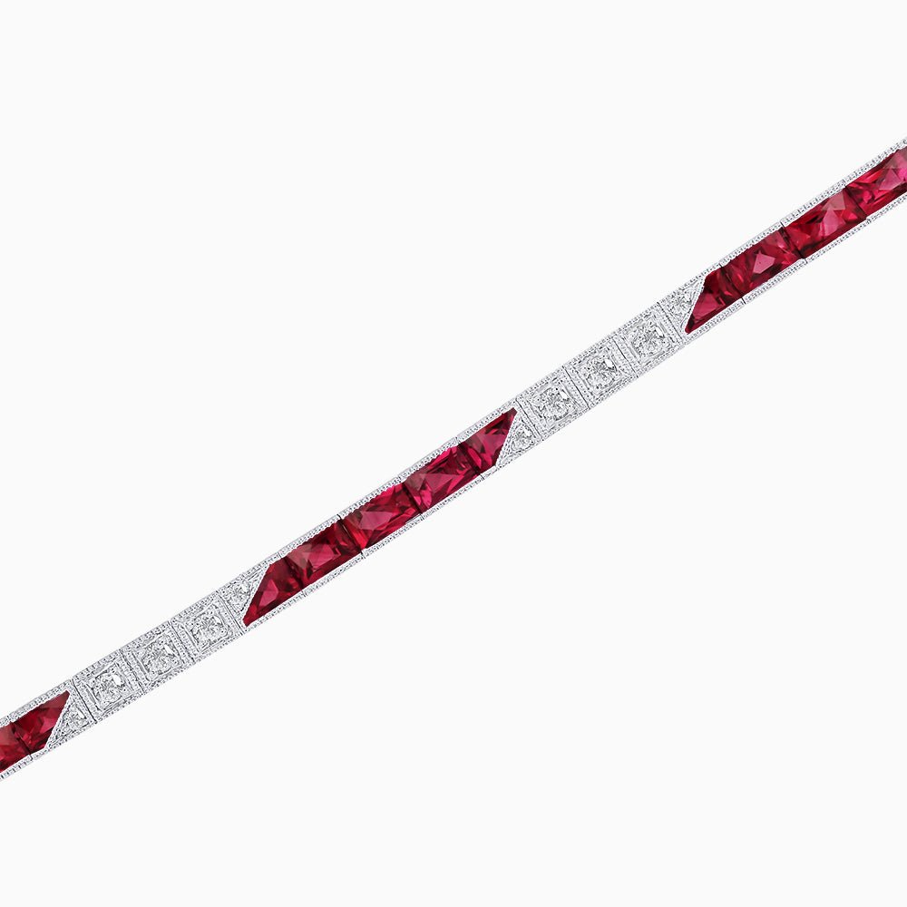 Art Deco Style Diamond And Gemstone Line Bracelet - Shahin Jewelry