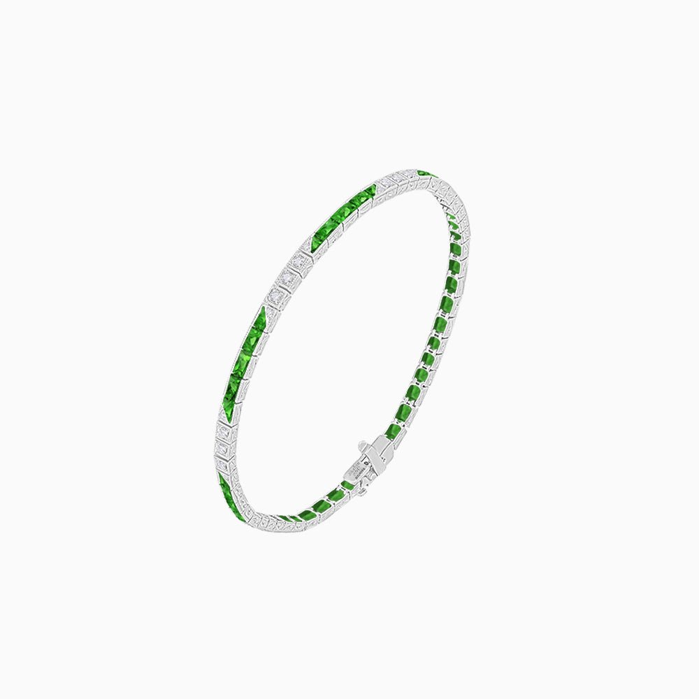 Art Deco Style Diamond And Gemstone Line Bracelet - Shahin Jewelry